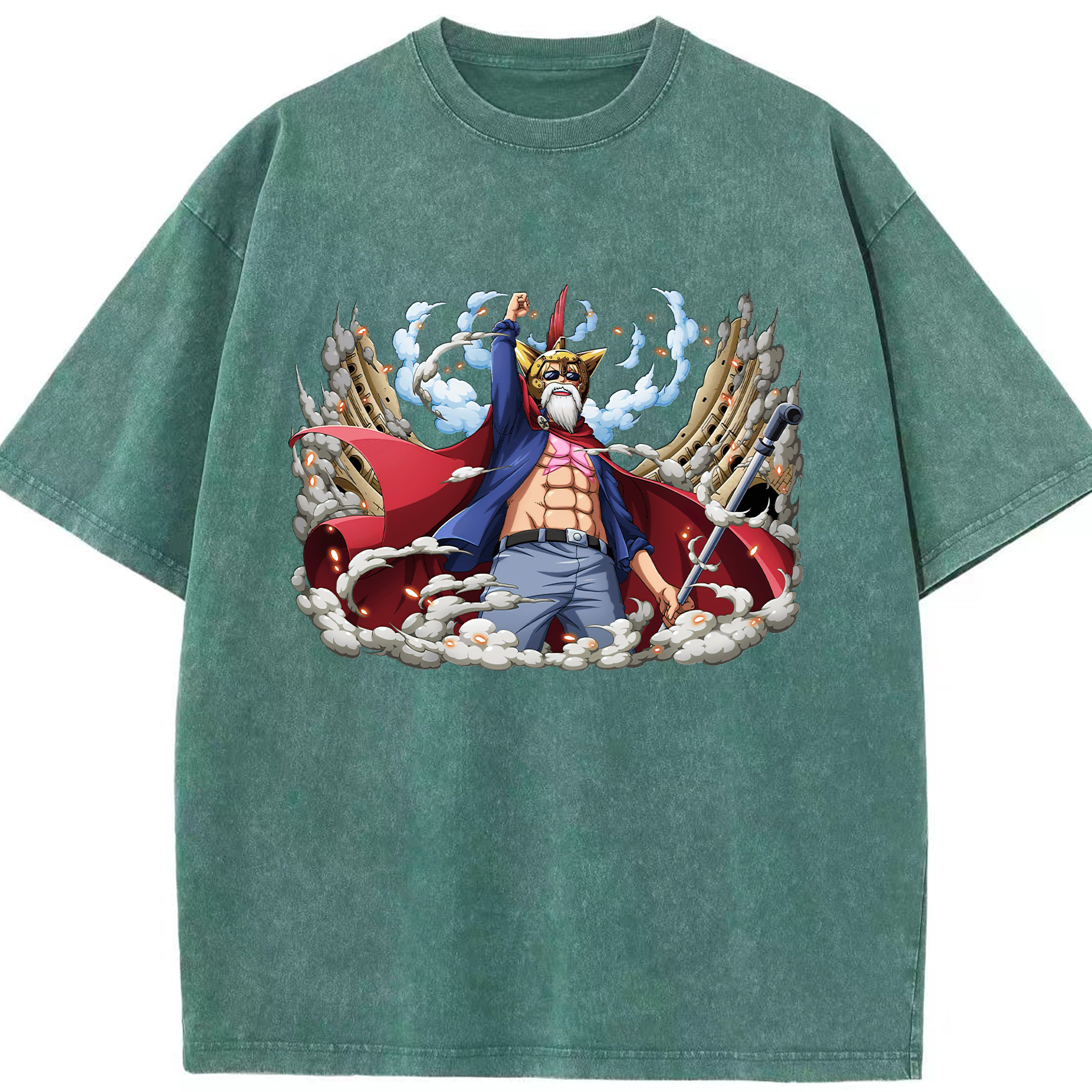 ワンピース モンキー・D・ルフィ ONE PIECE Monkey D. Luffy 綿100% ヴィンテージ風 半袖Tシャツ（フロントプリント）